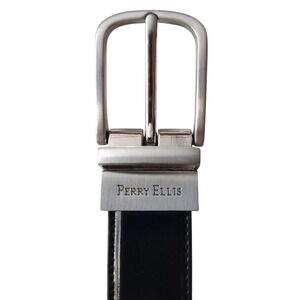 Perry Ellis‎ Youth Reversible Leather Belt Silver Buckle 26/65